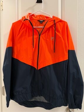 Fila Men’s Orange and Navy Colorblock Windbreaker Jacket